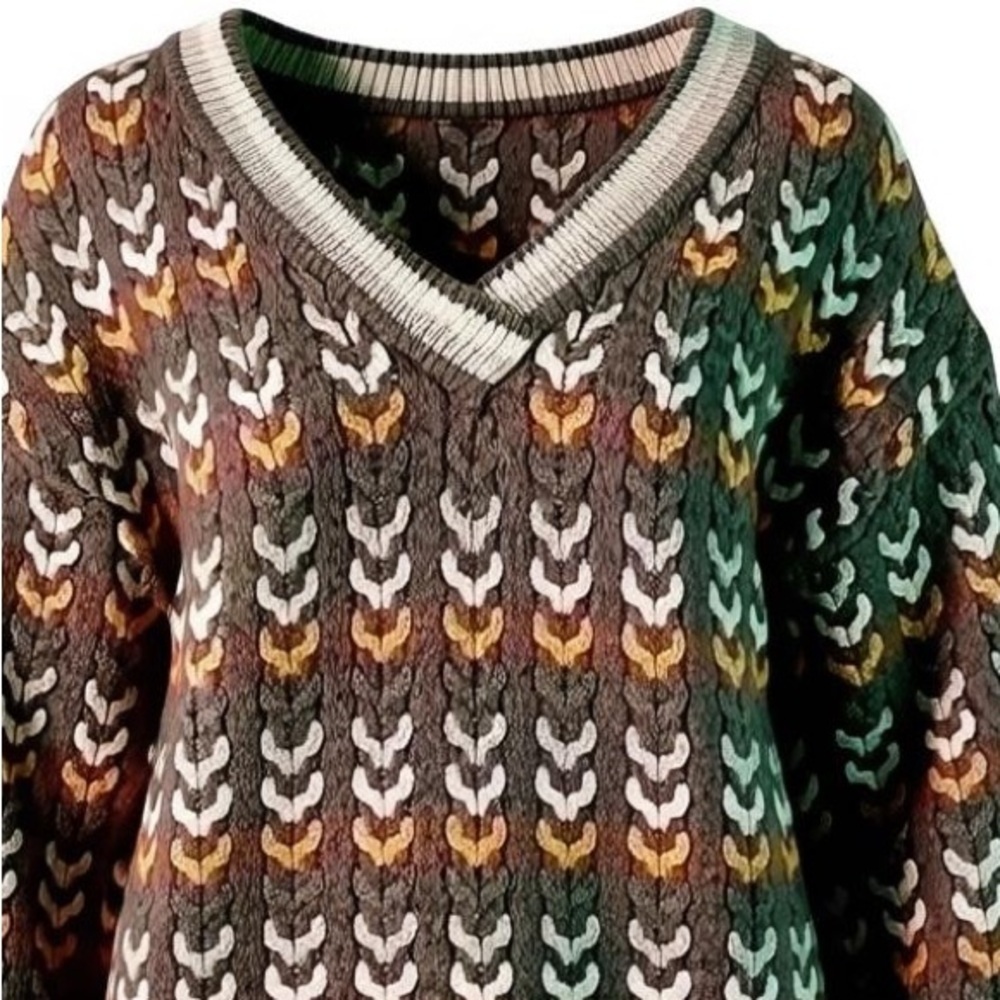 Listicle Knitted V-neck long sleeve Sweater - Picture 3 of 12